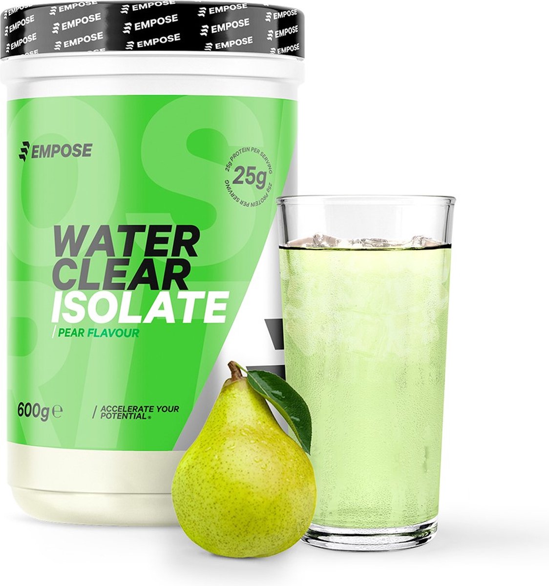 Empose Nutrition Water Clear Isolate - Proteine Ranja - Eiwit Poeder - Whey-Isolaat - Proteine poeder - Suikervrij/Vetvrij - 600 gr - Pear