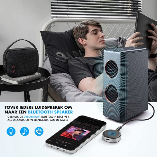 DynaBright Bluetooth Receiver - BT 5.0 - 3.5MM AUX - Bluetooth Ontvanger - Handsfree Bellen - Bluetooth Audio Receiver