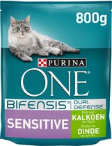 Purina One Sensitive - Kalkoen/Rijst - Kattenvoer - 800 g
