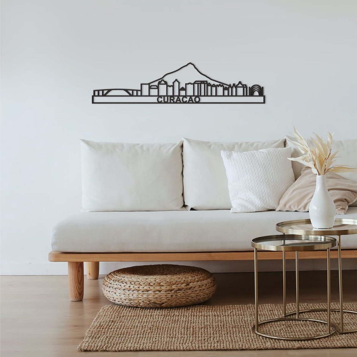 Skyline Curacao Zwart Mdf 130 Cm Wanddecoratie Voor Aan De Muur Met Tekst City Shapes
