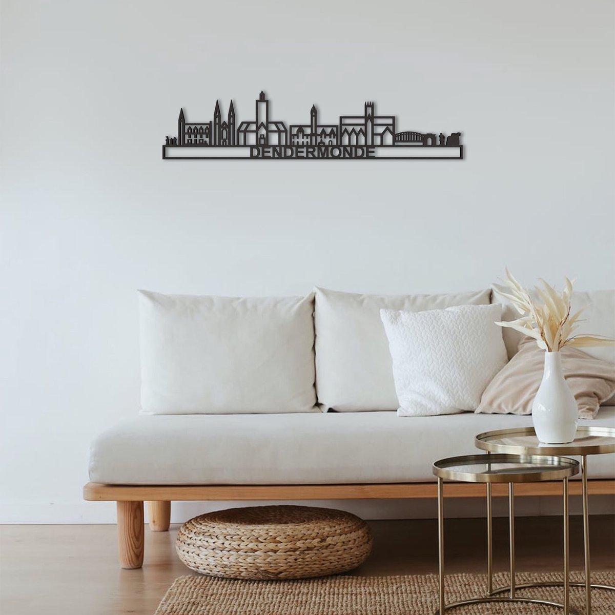 Skyline Dendermonde Zwart Mdf 130 Cm Wanddecoratie Voor Aan De Muur Met Tekst City Shapes