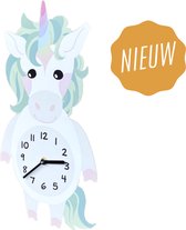 Kinderklok Eenhoorn mintgroen | STIL UURWERK | dieren wandklok van hout voor kinderkamer en babykamer - decoratie accessoires | meisjes slaapkamer