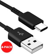 Câble USB C Zwart adapté pour Samsung S8, S9, S10, S20, S21, S22 Plus & Ultra - Câble de charge Samsung - Câble USB C vers USB - Câble de chargeur - Chargeur - Chargeur - 4-PACK
