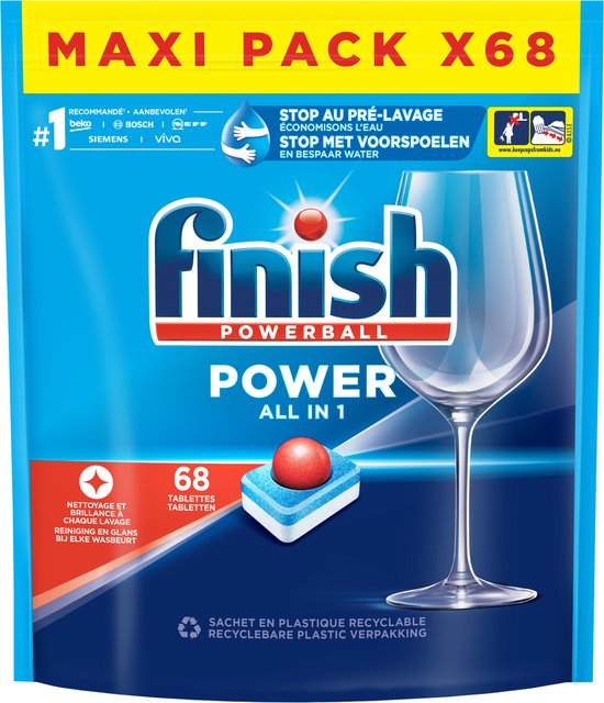 Finish Power Tablettes pour lave-vaisselle régulières tout en 1 - 68 pièces  | bol.com