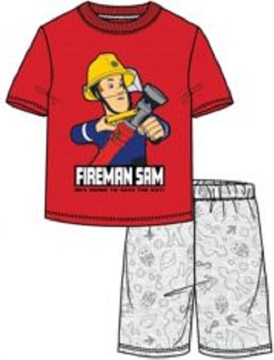 Shorta Brandweerman Sam le Pompier - rouge avec gris - Pyjama Sam le Pompier - taille 122/128