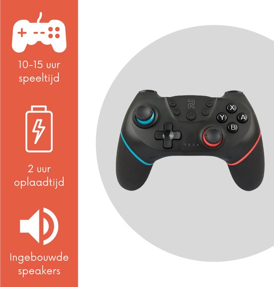 Draadloze controller Geschikt voor Nintendo Switch / Lite / OLED met Ergonomische Multifunctionele Handvat Gripstand - Merkloos