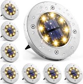 Tuinverlichting Zonne, Zonne Verlichting Buiten, 8 LED Automatisch Aan/ Uit, IP65 Waterdichte Tuinverlichting op Zonne Voor Terras, Tuin, Pad, Gazon, Opstapdekken (Warmwit, 8 stuks