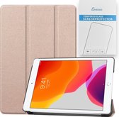 Case2go - Tablet hoes & Screenprotector geschikt voor iPad 2021 / 2020 / 2019 - 10.2 Inch - Auto Wake/Sleep functie - Goud