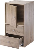 2 vakkenkast met een deur en 2 lades, houtdecor
