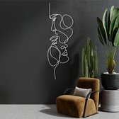 Wanddecoratie | Twee Gezichten / Two Face  | Metal - Wall Art | Muurdecoratie | Woonkamer |Wit| 20x60cm