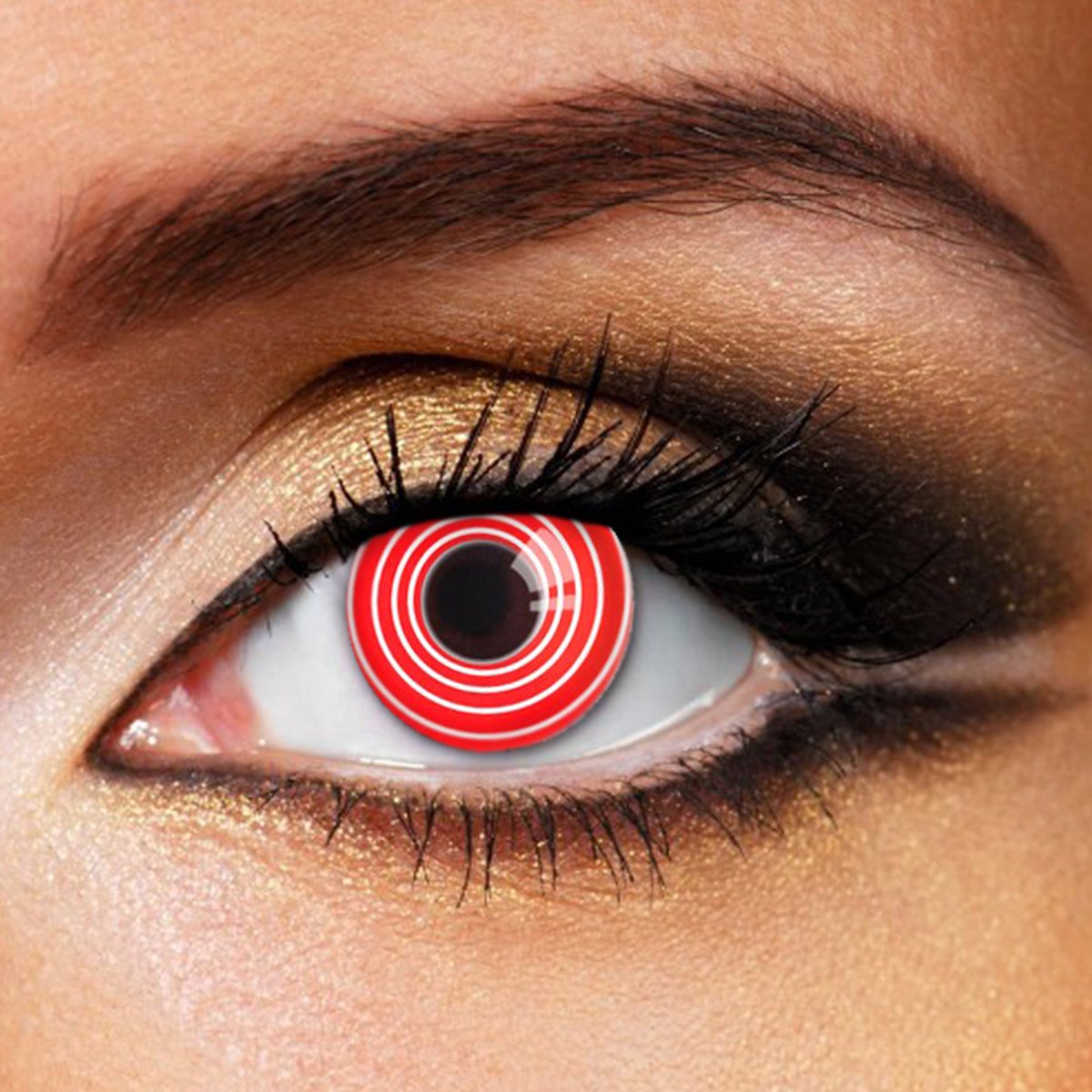 Partylens® kleurlenzen - Spiraal rood wit - zachte jaarlenzen met lenshouder - partylenzen