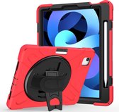 Case2go - Tablet Hoes geschikt voor iPad Air 10.9 (2022) - Hand Strap Armor Case - met handvat en standaard - Rood