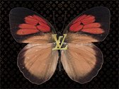 Glasschilderij - Vlinder Louis Vuitton - 80 x 60 x 0,4 cm