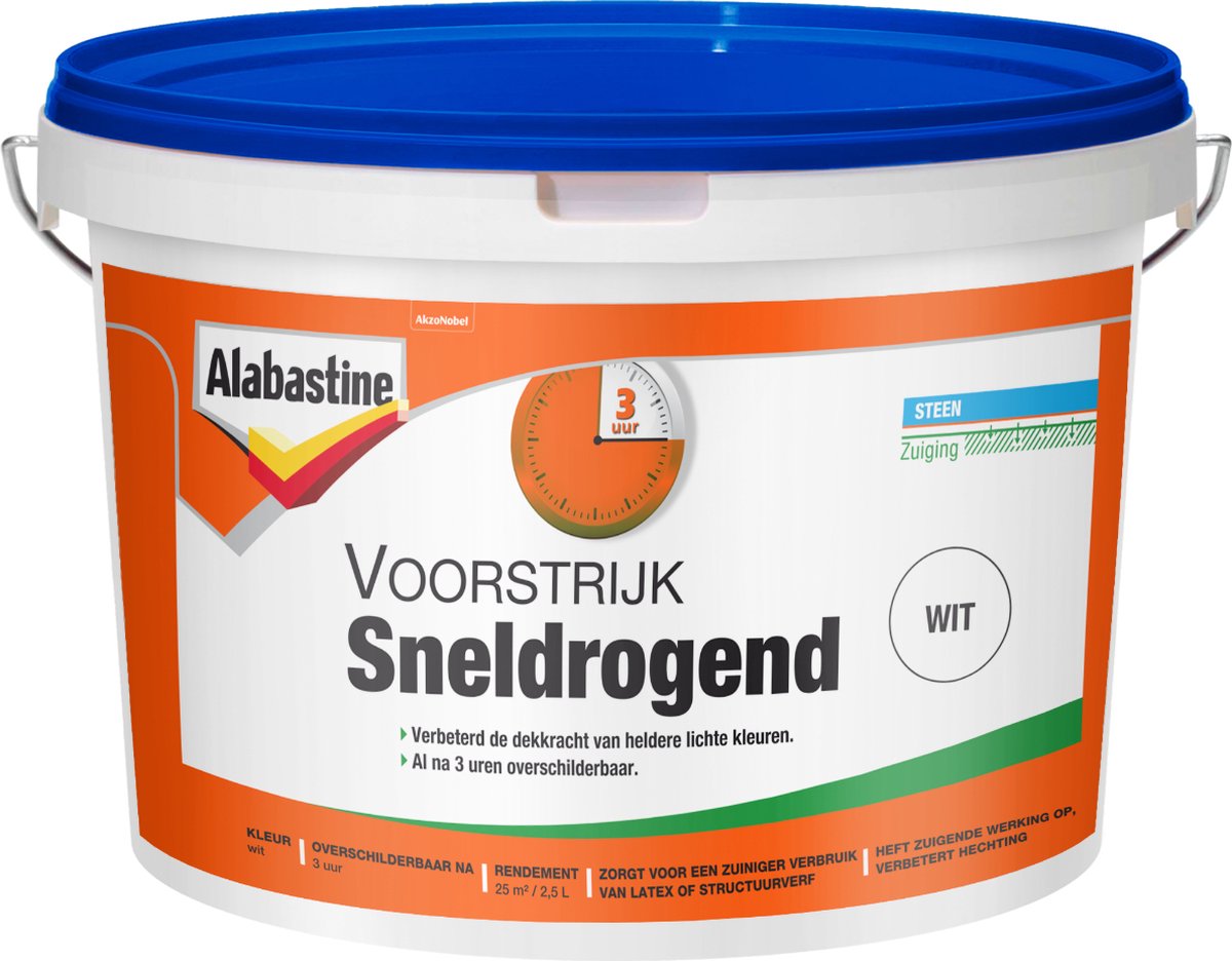 Alabastine Voorstrijk Sneldrogend - Wit - 2,5 liter - Alabastine