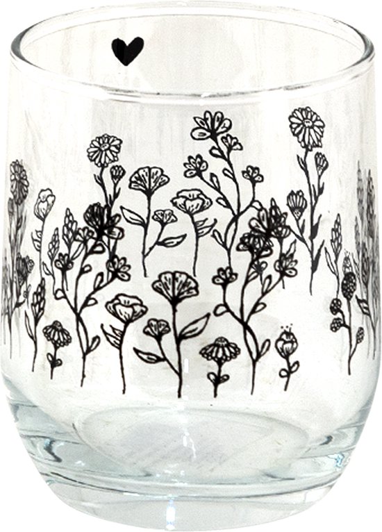 Clayre & Eef Waterglas 300 ml Glas Bloemen Drinkbeker