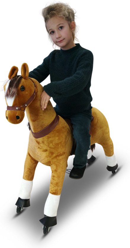 Cheval à Bascule FINOOS Pony Ride - Peluche Sur Roues Pour Enfants 3-6 Ans - Poney Brun MyPony