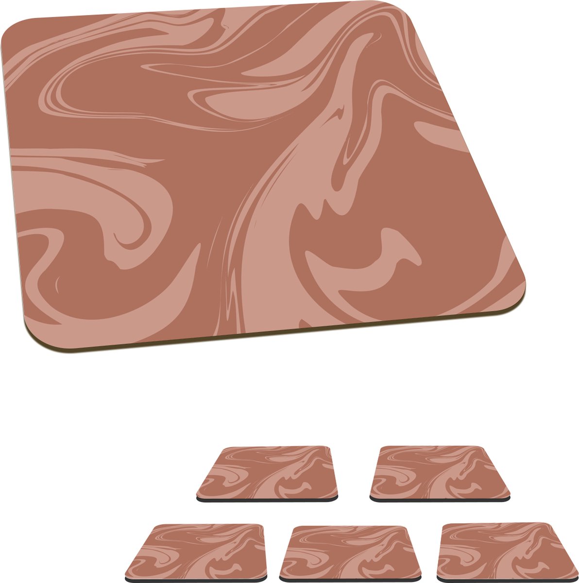 Onderzetters voor glazen - Marmer - Chocola - Patronen - 10x10 cm - Glasonderzetters - 6 stuks