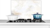 Spatscherm keuken 70x50 cm - Kookplaat achterwand Marmer - Zwart - Geel - Muurbeschermer - Spatwand fornuis - Hoogwaardig aluminium