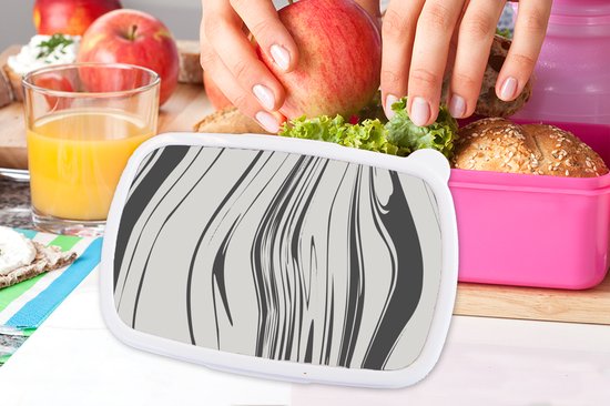 Lunch box Rose - Lunch box - Boîte à pain - Marbre - Grijs - Motifs - 18x12x6 cm - Enfants - Fille