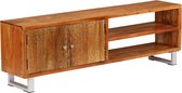 Tv meubel massief hout met gebeeldhouwde deuren 140x30x40 cm