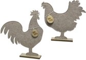 Oneiro’s Luxe Vilten kip/haan staand 2ass natural 6x49x55cm - per stuk – decoratie – pasen – paasdecoratie – paashaas – eieren – has – kip – gekleurde eieren – paastak – lente – fe