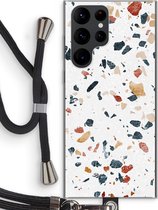 Case Company® - Samsung Galaxy S22 Ultra hoesje met Koord - Terrazzo N°4 - Telefoonhoesje met Zwart Koord - Bescherming aan alle Kanten en Over de Schermrand