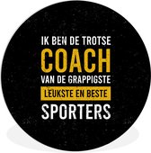 WallCircle - Wandcirkel ⌀ 150 - Spreuken - Coach - Sport - Geel - Ronde schilderijen woonkamer - Wandbord rond - Muurdecoratie cirkel - Kamer decoratie binnen - Wanddecoratie muurcirkel - Woonaccessoires