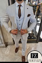 heren pak - Casual Effen Gekleurd - kostuum mannen - Driedelige casual - 3 delig Suit - 3 delig pak - mannen pak - Maat XS - XXL LICHT GRIJS