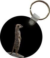 Sleutelhanger - Stokstaartje - Wilde dieren - Zwart - Plastic - Rond - Uitdeelcadeautjes