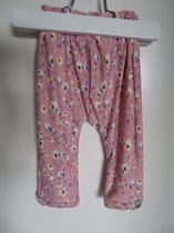 Baby legging - meisje legging - zomer -roze/gebloemd - maat 50/56 - ( handgemaakt Sweet Baby Bedstraw )