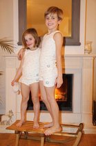 Onderhemd en Boxershort voor jongens - Biologisch katoen - beige met zeeprint - 8-10 jaar