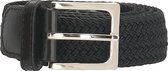 Double D Elastische Riem Heren en Dames - Gevlochten Stretch Broeksriem Zwart 115 cm