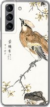 Geschikt voor Samsung Galaxy S21 hoesje - Vintage - Vogel - Japans - Tekens - Siliconen Telefoonhoesje
