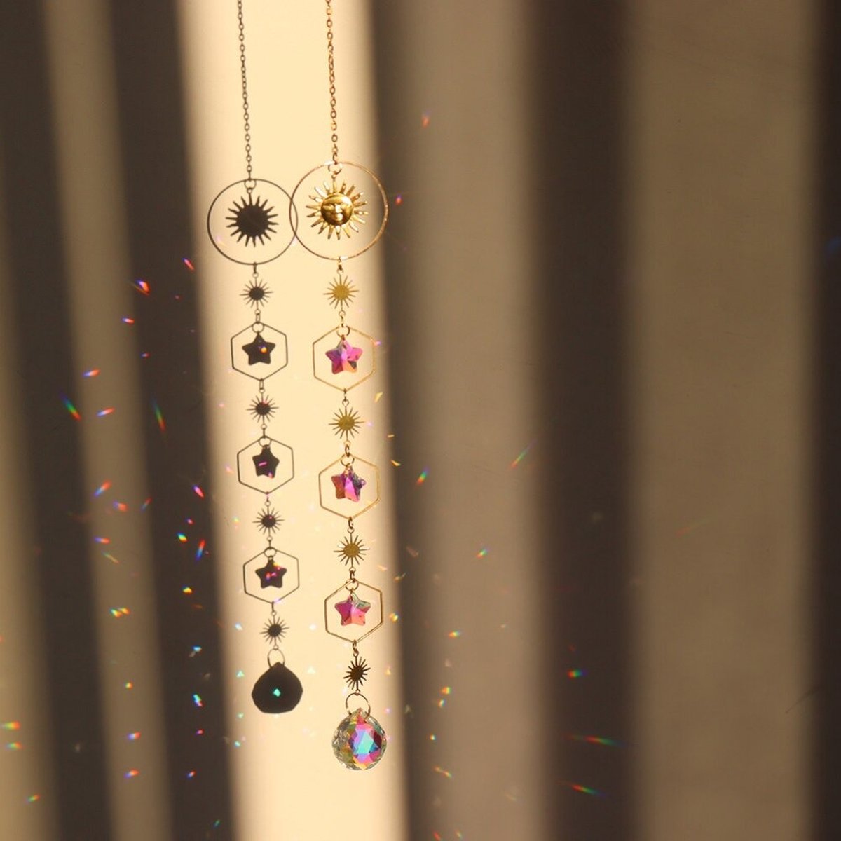 Kristallen zonnevanger - Raamdecoratie lichtprisma - Sterren handgemaakte kristallen zonnevanger