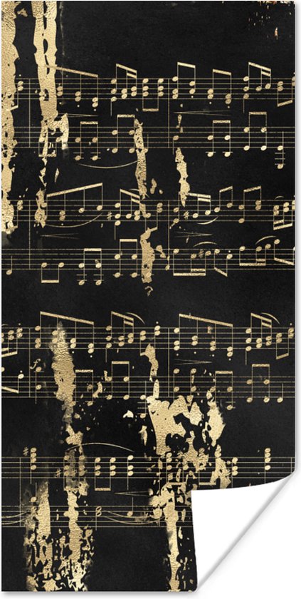 Poster Muziek - Goud - Zwart - 60x120 cm
