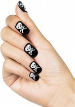 set Piraat nagels 24-delig zwart/wit
