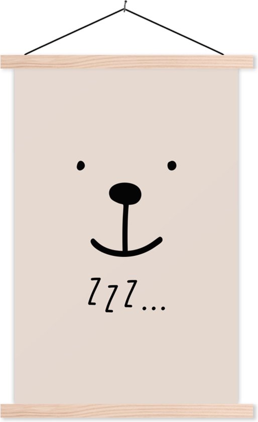 Posterhanger incl. Poster 120x180 cm - Schoolplaat - Quotes - Slapen - Kinderen - Spreuken - Zzz... - Kids - Baby - Textielposter - Blanke latten