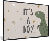 Fotolijst incl. Poster - Spreuken - Quotes - It's a boy - Baby - Kids - Kinderen - 90x60 cm - Posterlijst