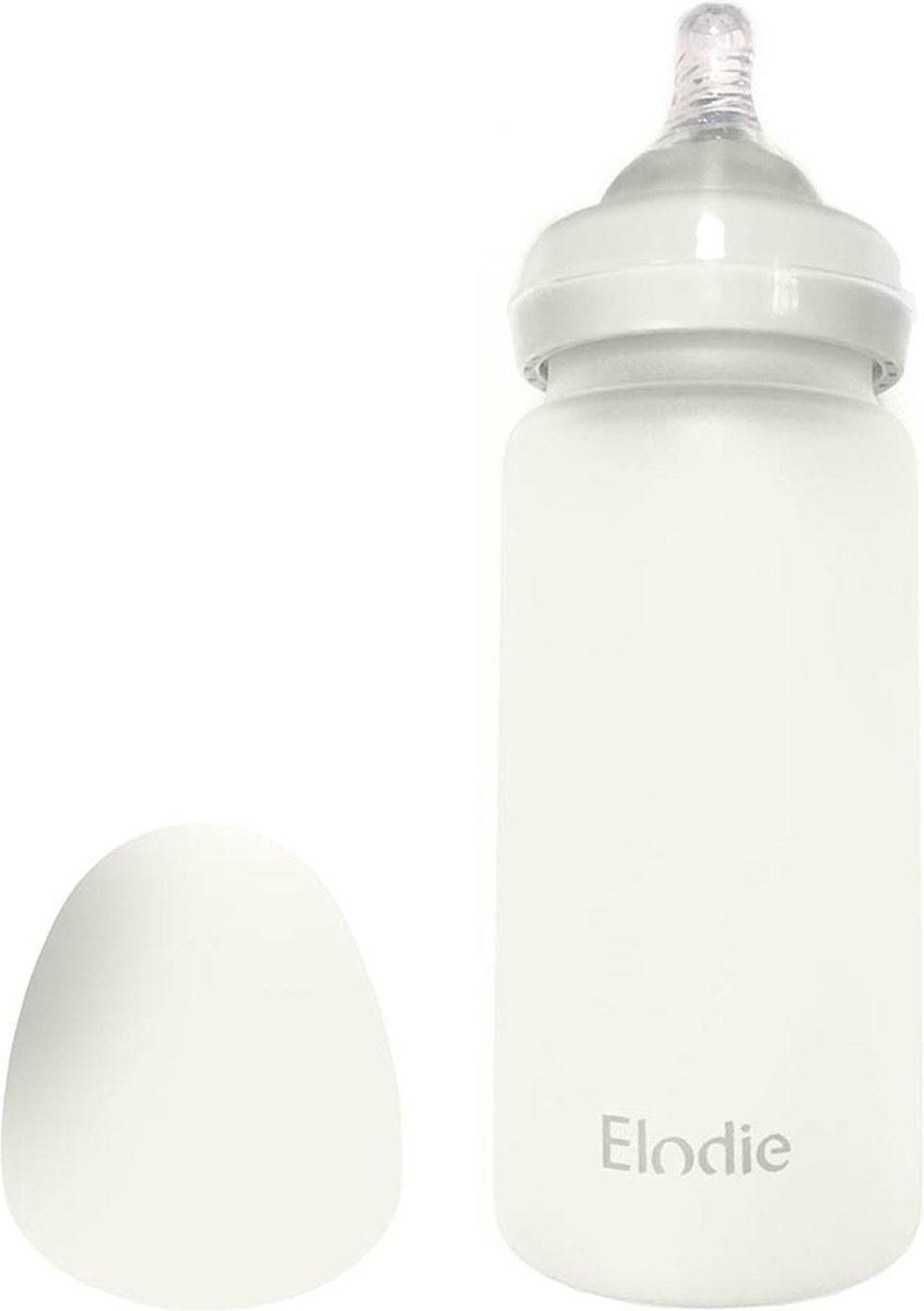 Elodie glazen babyfles - siliconen anti-koliek speen - 0m+ - Vanilla White