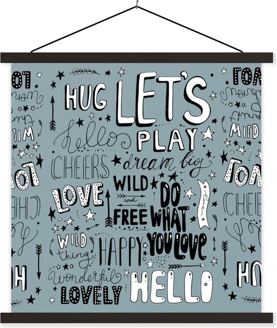 Posterhanger incl. Poster - Schoolplaat - Quotes - Woorden - Spreuken - Baby - Kids - Kinderen - 40x40 cm - Zwarte latten