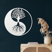 Wanddecoratie |Yin Yang decor | Metal - Wall Art | Muurdecoratie | Woonkamer |Wit| 60x60cm