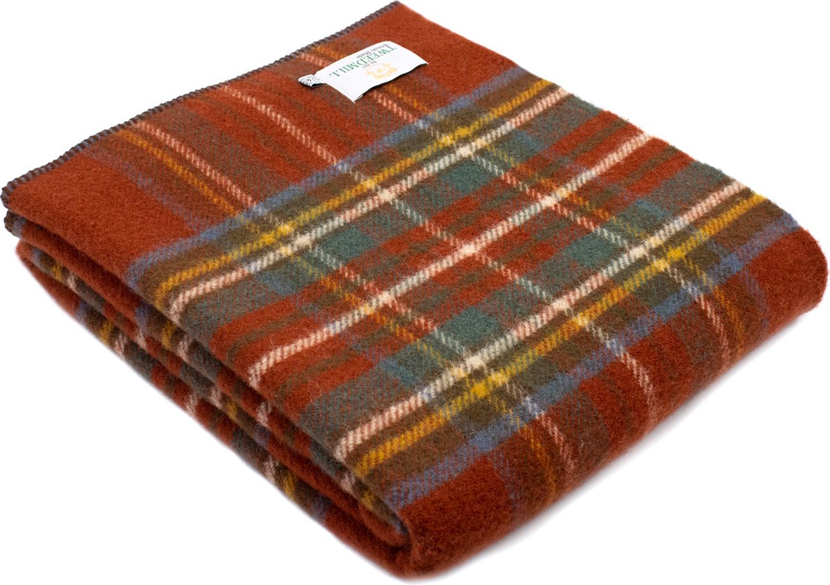 Tweedmill Plaid zonder franje Tartan Antique Royal Stewart - 150x183 - Nieuw Wol - Tweedmill UK Rood
