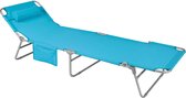 Mara Ligbed - Met hoofdkussen - Tuinligstoel - Draagbaar - Opvouwbaar - Zonnebed - Blauw - 195 x 29 x 62 cm
