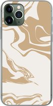 Geschikt voor iPhone 11 Pro hoesje - Marmer print - Beige - Patroon - Siliconen Telefoonhoesje