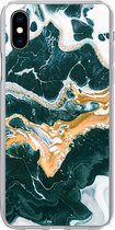 Coque pour iPhone Xs - Imprimé marbré - Aqua - Or - Coque en Siliconen téléphone -