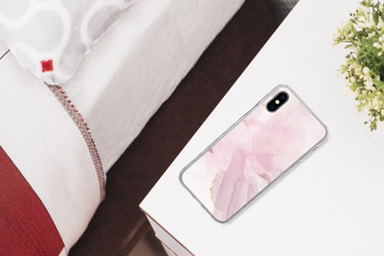Coque pour iPhone Xs Max - Marbre - Doré - Ligne - Coque de téléphone en Siliconen