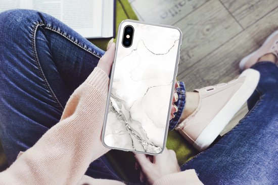 Coque iPhone Xs - Marbre - Wit - Motifs - Coque de téléphone en Siliconen