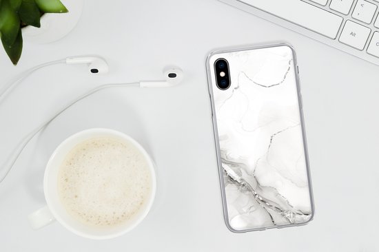 Coque iPhone Xs - Marbre - Wit - Motifs - Coque de téléphone en Siliconen