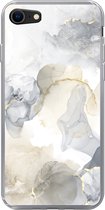 Geschikt voor iPhone 8 hoesje - Marmer print - Gouden - Zwart - Siliconen Telefoonhoesje