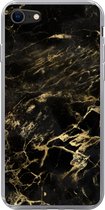 Geschikt voor iPhone SE 2020 hoesje - Zwart - Goud - Verf - Siliconen Telefoonhoesje